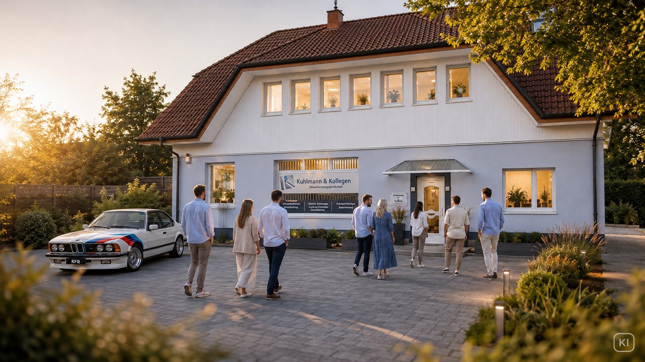 Kanzleigebäude von Kuhlmann & Kollegen in Bad Oeynhausen-Volmerdingsen in der Abendsonne