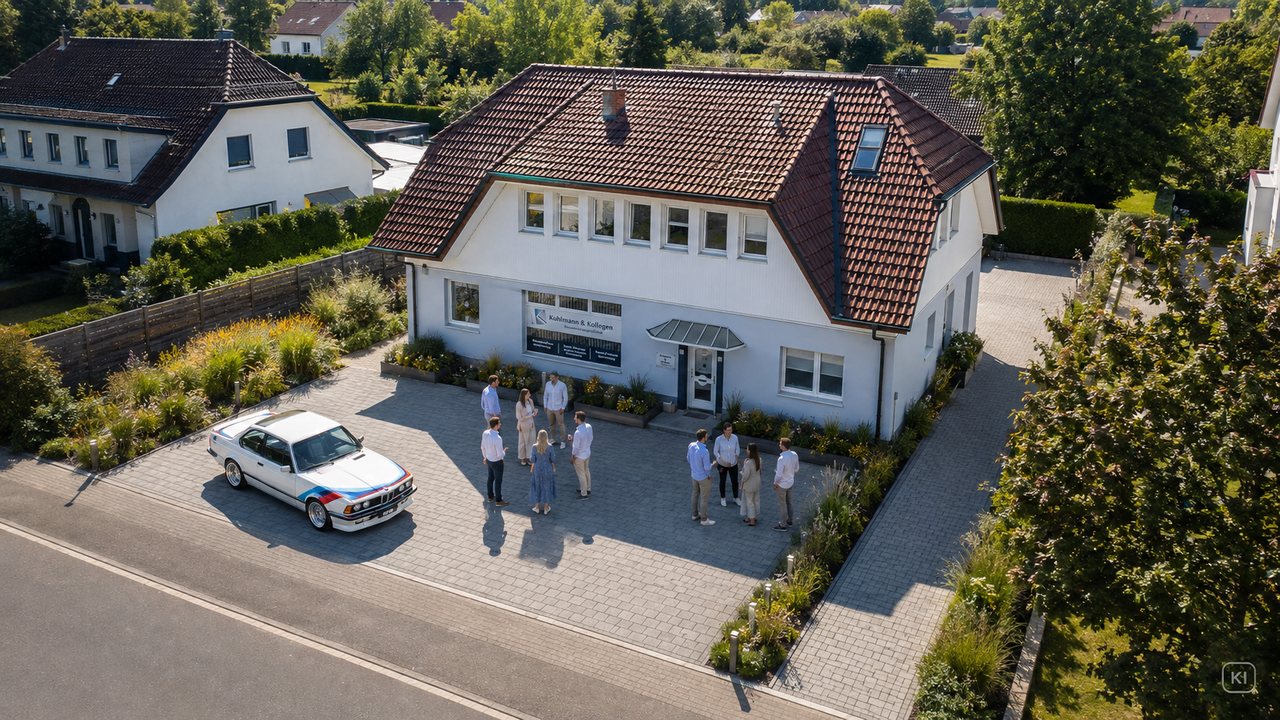 Luftbild des Kanzleigrundstücks von Kuhlmann & Kollegen in Bad Oeynhausen-Volmerdingsen