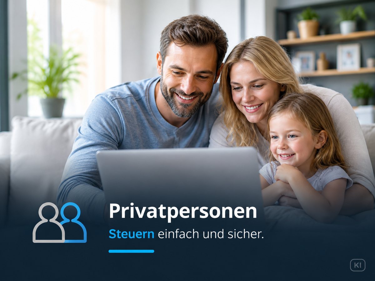 Familie am Laptop – Steuerberatung für Privatpersonen