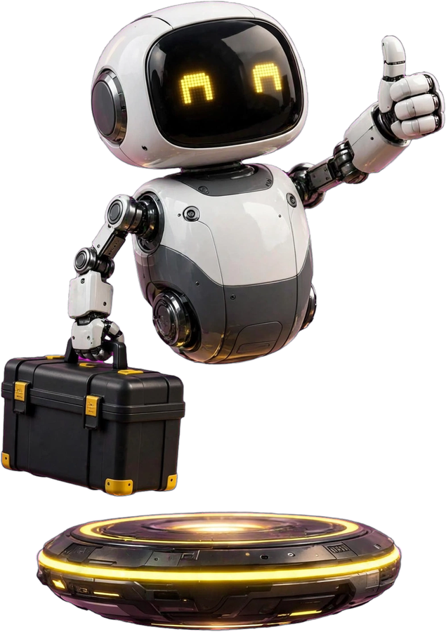 Hover, der Assistent, zeigt Daumen hoch