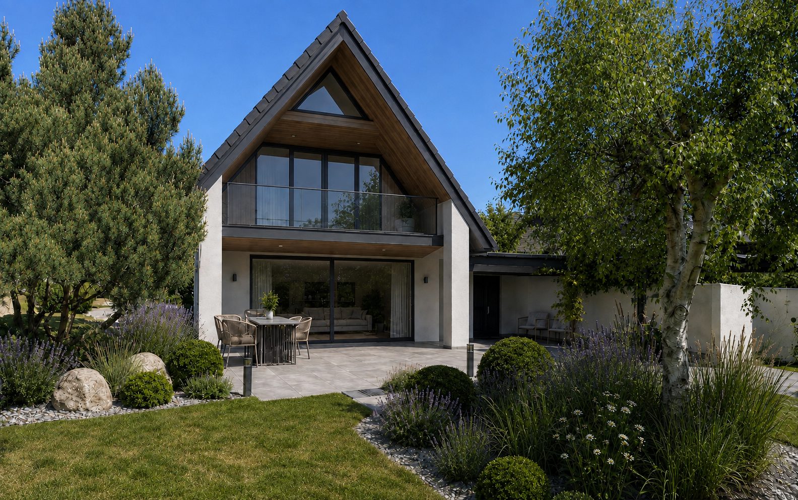 WINDWERK in St. Peter-Ording — moderne Giebelarchitektur mit Terrasse und Garten