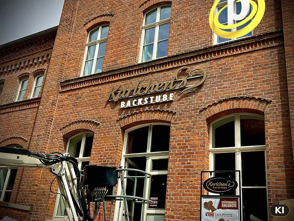 Originale Fassadenwerbung am Bahnhof Vlotho.