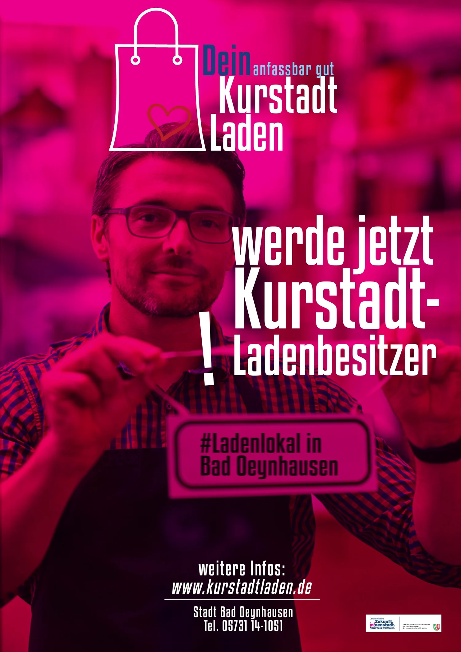 Pinke Kurstadtladen-Plakatvariante.