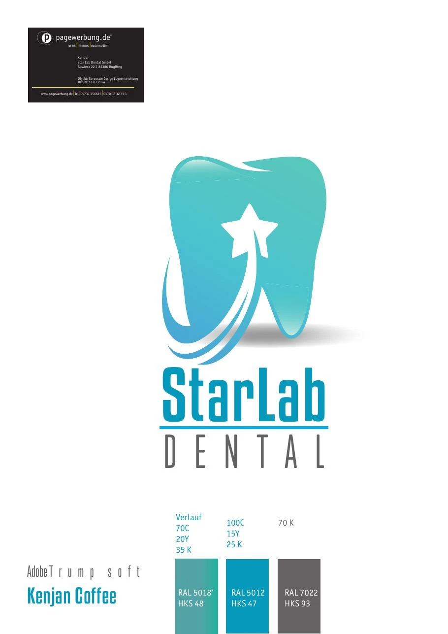 Originales Corporate-Design-Blatt von STARLAB Dental.