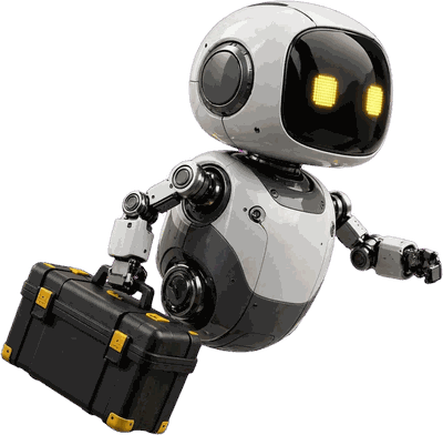 Hover, der Assistent von pagesolution, mit Werkzeugkoffer