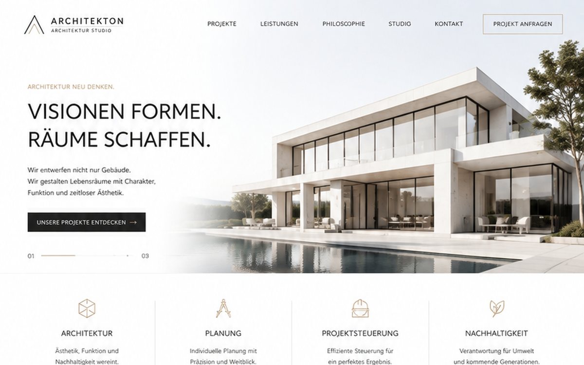 Beispielauftritt für Architektur, gestaltet von pagesolution