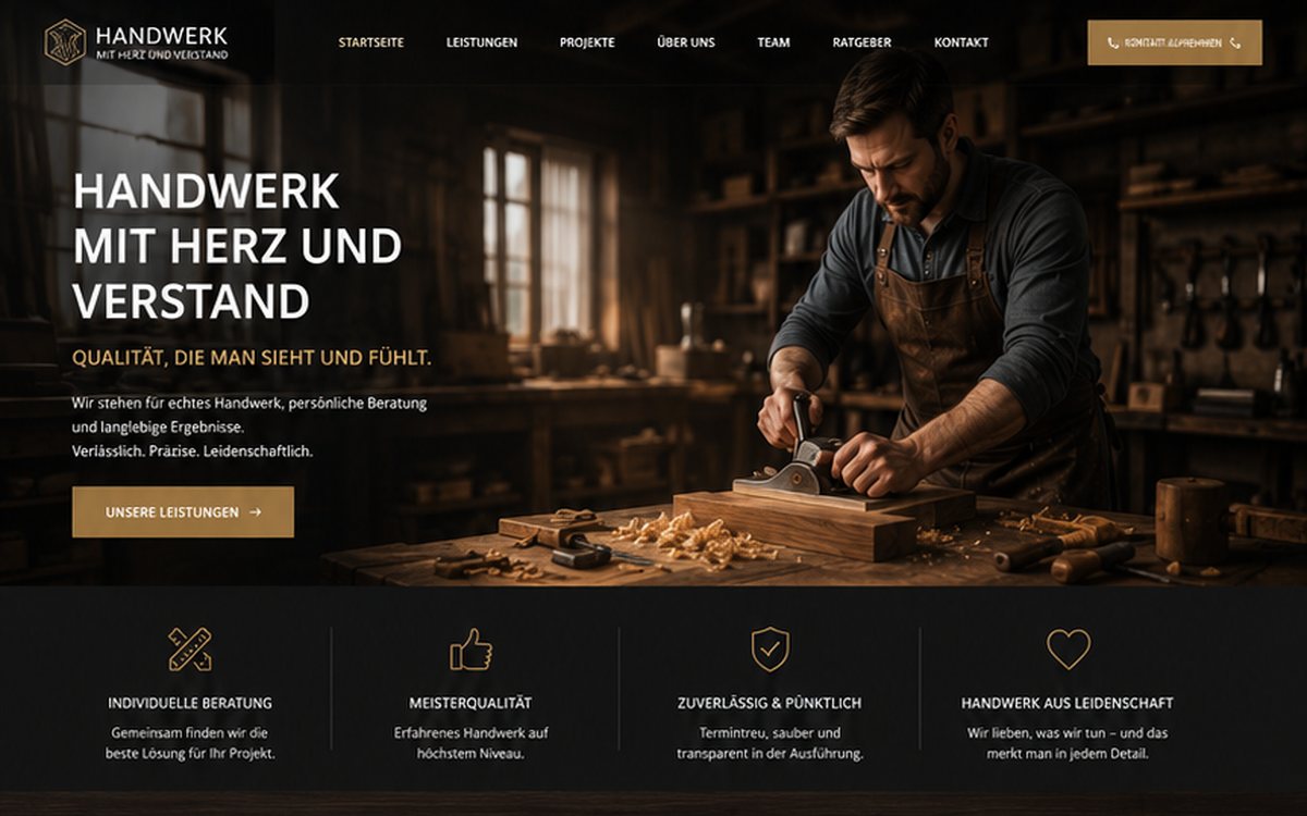 Beispielauftritt für Handwerk, gestaltet von pagesolution